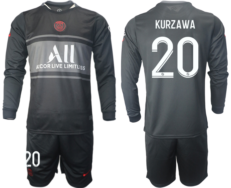 Men 2021-2022 Club Paris St German Second away black Long Sleeve #20 Soccer Jersey